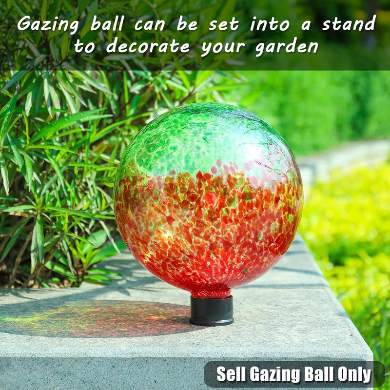 VCUTEKA Gazing Ball, Glass Gazing Balls Sphere for Garden Lawn Outdoor Ornament Yard Decorative, Red Swirl, 10" - Image 3